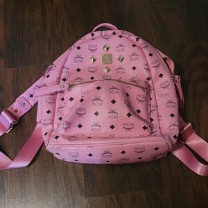 MCM Pink Logo Backpack